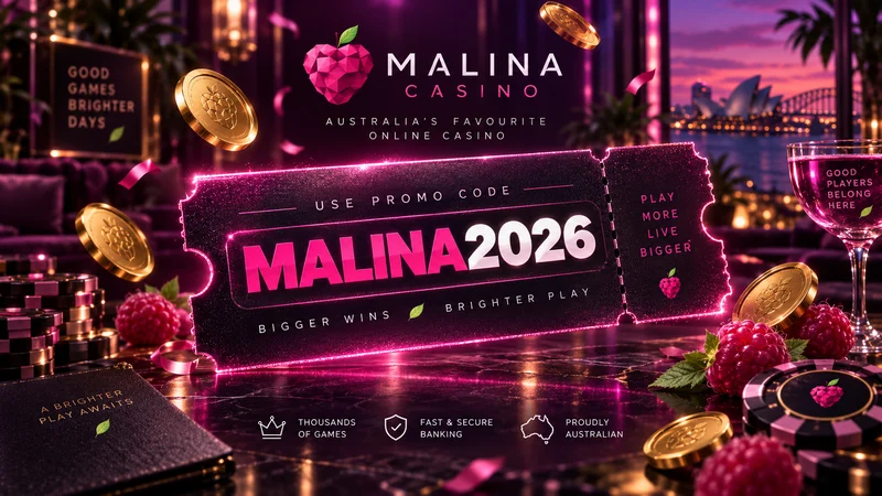 Malina Casino promo code card illustrating the format of a bonus code